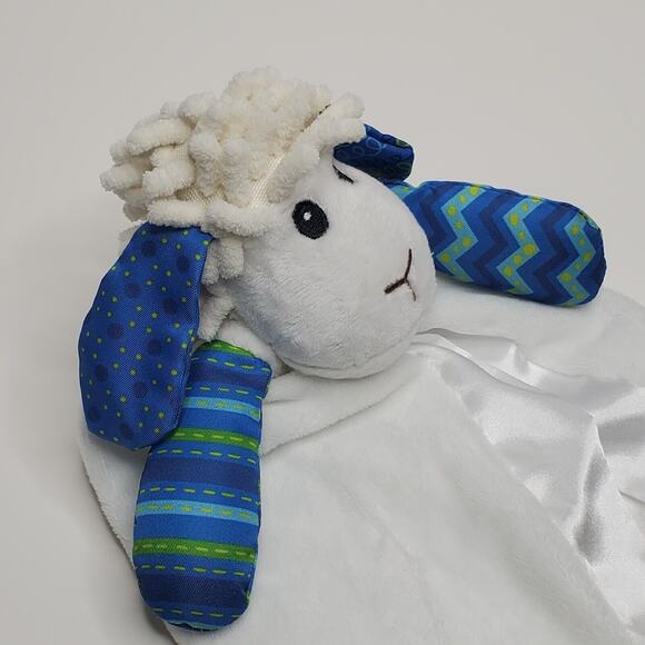 Wee Believers Child of God Lamb Sheep Lovey White Blue Security Blanket - Picture 11 of 13